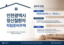 인천시, 정신질환자 ‘자립준비주택’ 8호로 확대… 15일부터 입주자 모집