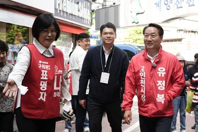유정복 인천시장 후보, 계양산전통시장 방문… 