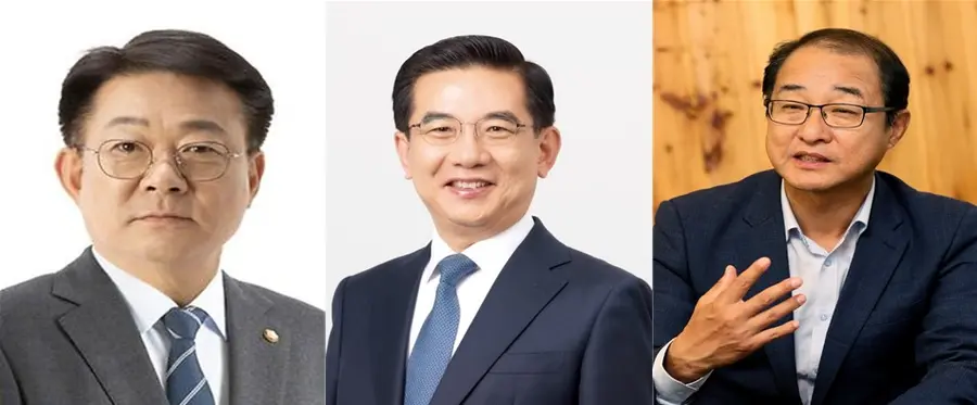 왼쪽부터 허종식, 정일영 국회의원, 이성만 전 국회의원