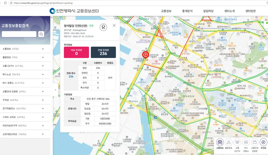 인천시, ‘주차정보 실시간 제공서비스’ 민영주차장 확대