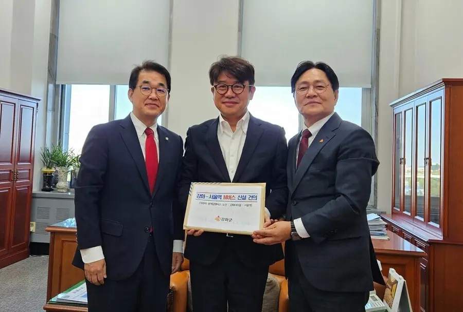 박용철 강화군수, 배준영 국회의원과 유의동 국토교통위원장 방문